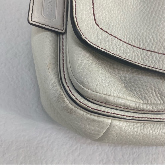 Coach Cream Leather Metal Ring Shoulder Flap Bag - Picture 4 of 14